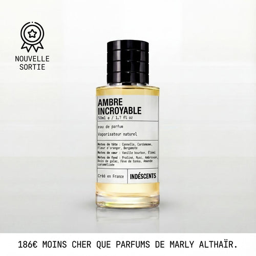 Flacon Ambre Incroyable Indéscents, eau de parfum gourmande inspirée de Parfums de Marly Althaïr, 50 ml