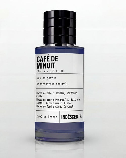 Flacon Café de Minuit Indéscents 50 ml, eau de parfum inspirée de Bond No. 9 New York Nights, notes café et jasmin