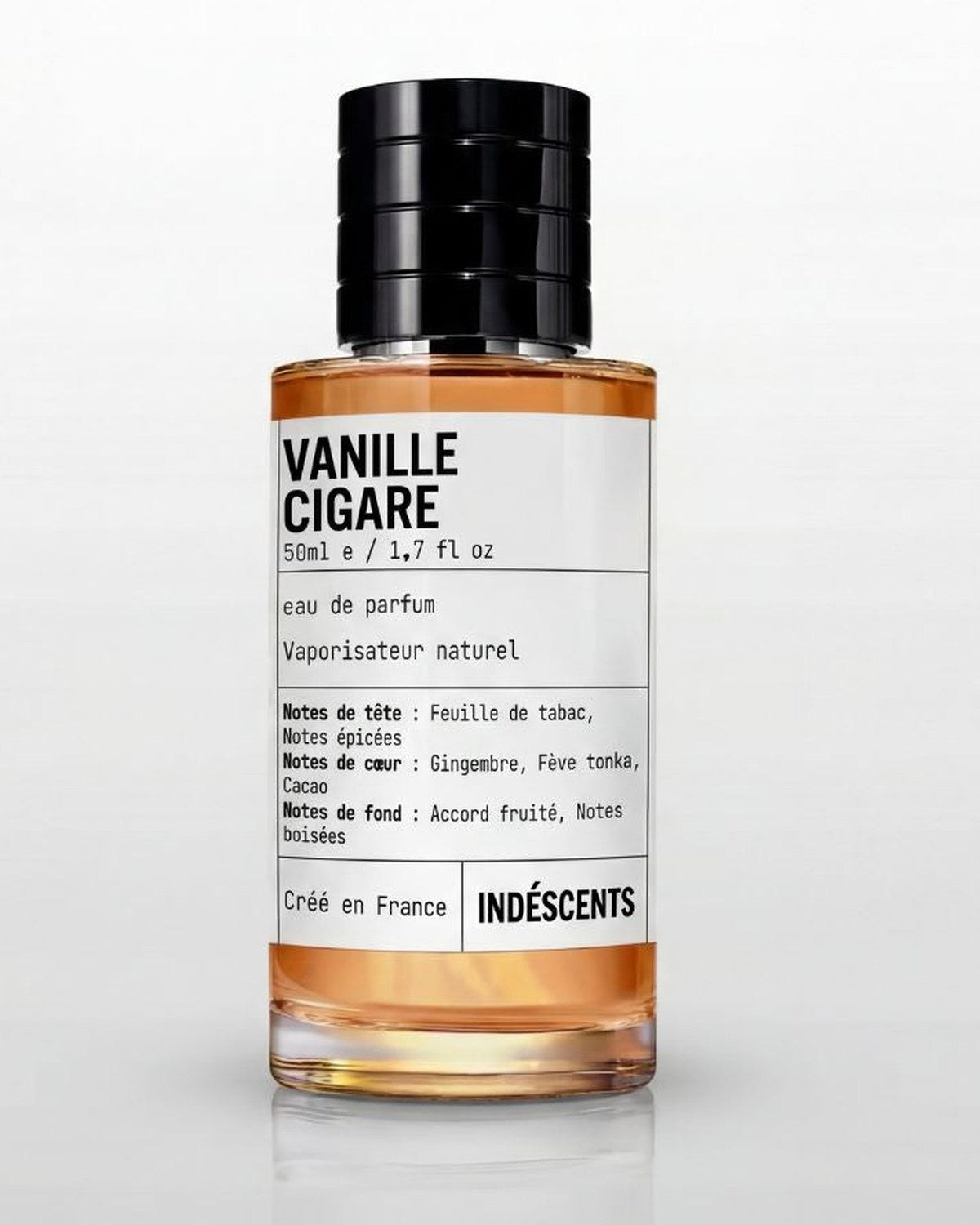 Flacon ambré Vanille Cigare Indéscents, eau de parfum inspirée de Tom Ford Tobacco Vanille